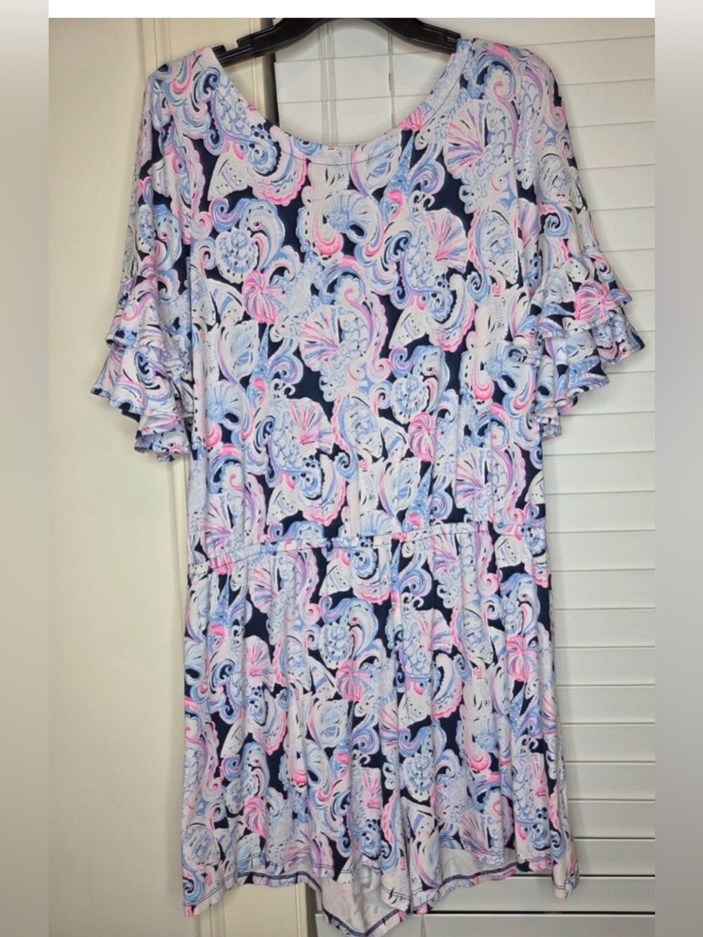 EUC LK NEW BESIDES TAG gone! Pulitzer Pink navy seashells Lula romper sz large